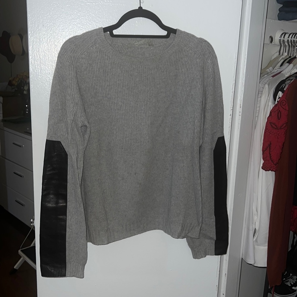 Reed Krakoff grey sweater with leather detail